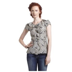 Anthropologie Blue and Cream Blouse